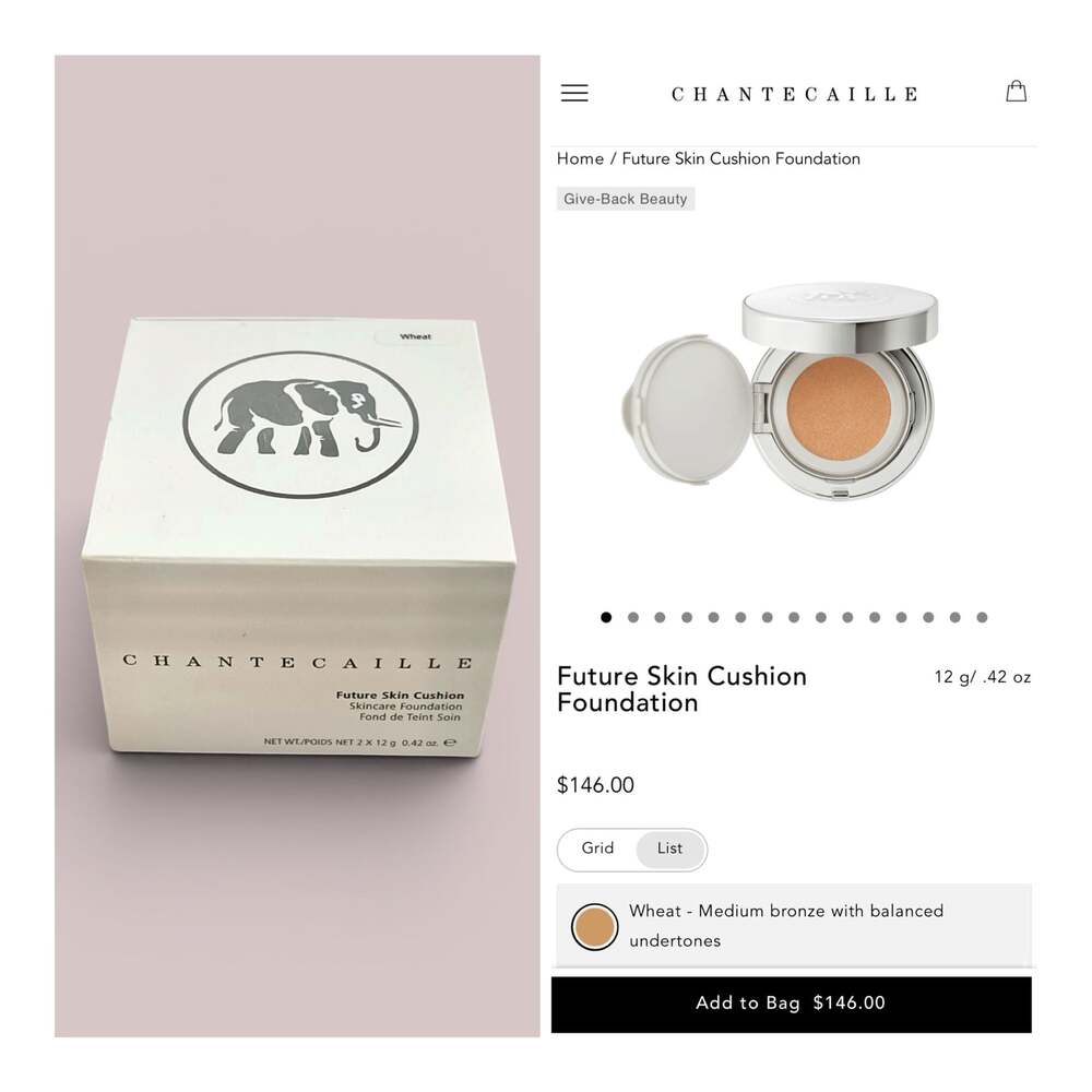 Chantecaille Future Skin Cushion Skincare Foundation in Wheat WITH REFILL!